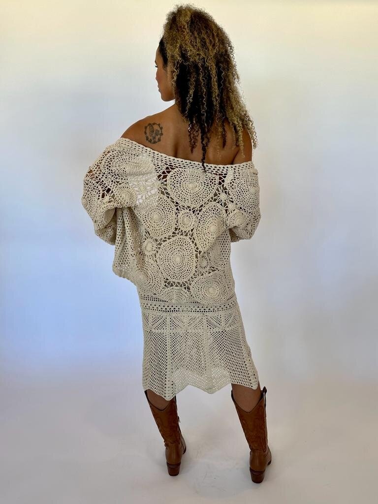 Naked Gypsy KAI CROCHET VINTAGE CREAM CARDIGAN