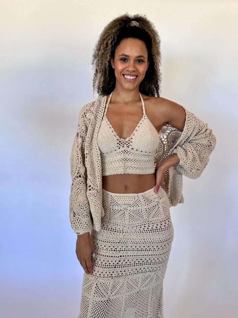 Naked Gypsy KAI CROCHET VINTAGE CREAM CARDIGAN