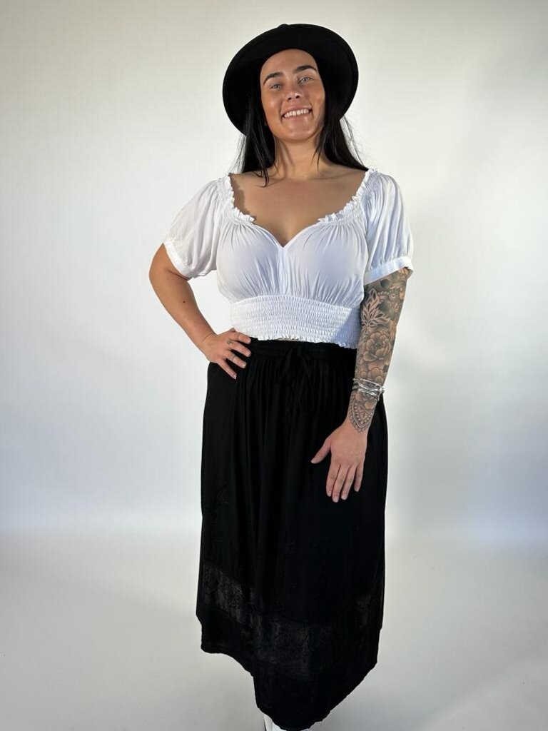 Naked Gypsy MALINA EMBROIDERED BLACK MAXI SKIRT