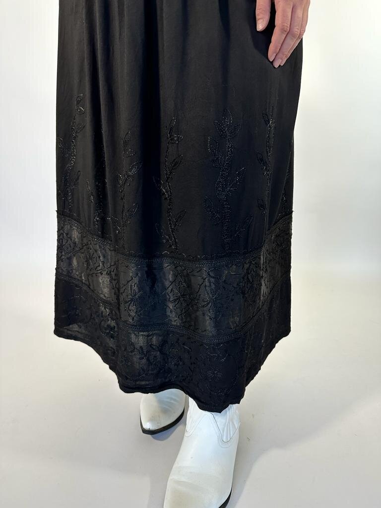 Naked Gypsy MALINA EMBROIDERED BLACK MAXI SKIRT
