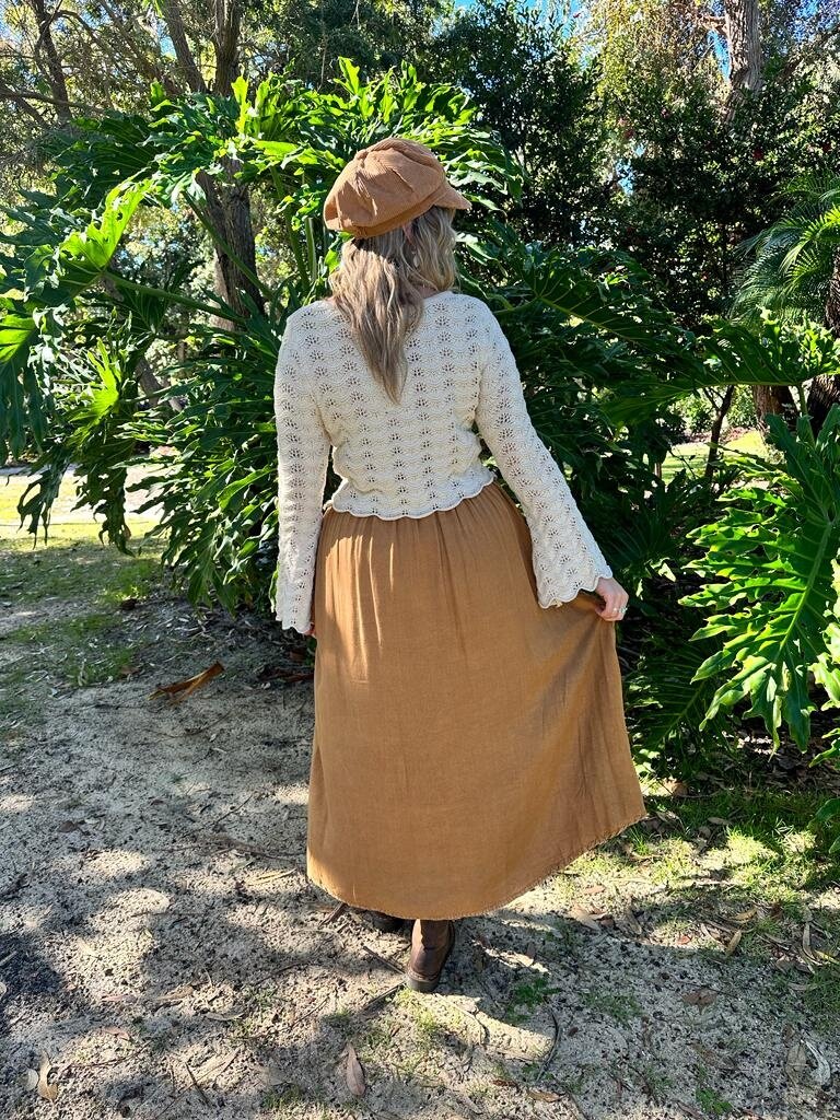 Naked Gypsy MALINA EMBROIDERED MUSTARD MAXI SKIRT