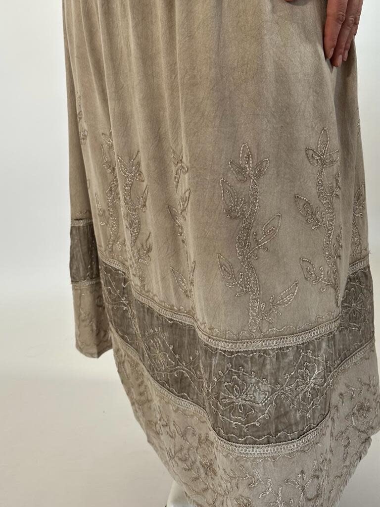 Naked Gypsy MALINA EMBROIDERED VINTAGE CREAM MAXI SKIRT