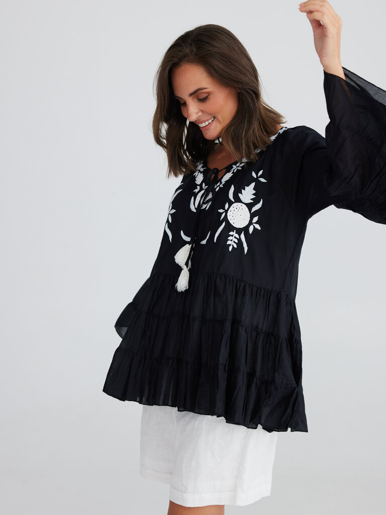 Holiday JAMAICA EMBROIDERY BLACK TOP