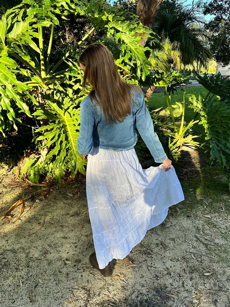 Naked Gypsy APRIL BRODERIE ANGLAISE  WHITE MAXI SKIRT