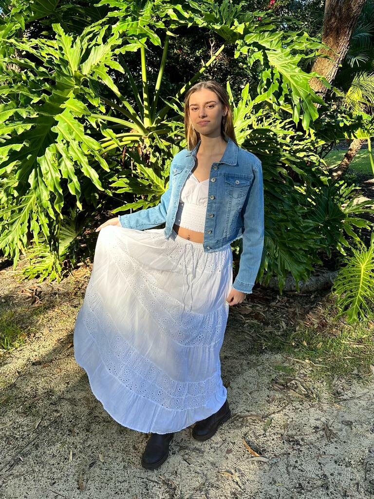 Naked Gypsy APRIL BRODERIE ANGLAISE  WHITE MAXI SKIRT