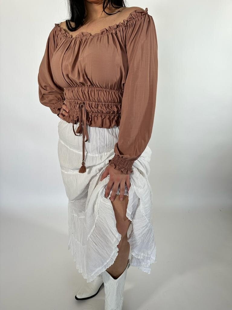 Naked Gypsy BELLA TIERED MAXI SKIRT WHITE