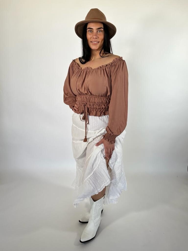 Naked Gypsy BELLA TIERED MAXI SKIRT WHITE