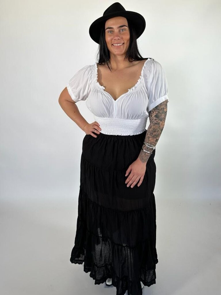 Naked Gypsy BELLA TIERED BLACK MAXI SKIRT