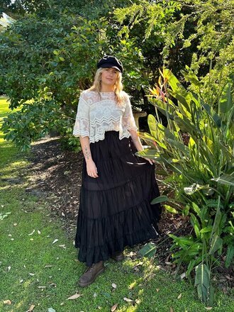 Naked Gypsy BELLA TIERED BLACK MAXI SKIRT Naked Gypsy BELLA TIERED BLACK MAXI SKIRT