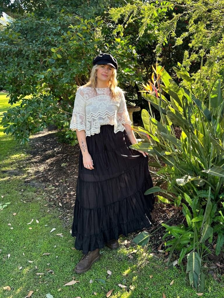 Naked Gypsy BELLA TIERED BLACK MAXI SKIRT
