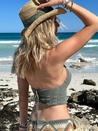 Naked Gypsy BODHI CROCHET TOP SAGE Naked Gypsy BODHI CROCHET TOP SAGE