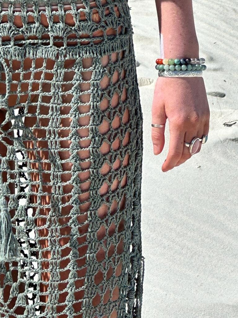 Naked Gypsy COVE CROCHET MAXI SKIRT SAGE