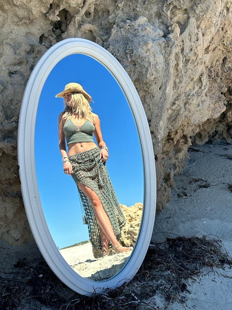 Naked Gypsy COVE CROCHET MAXI SKIRT SAGE