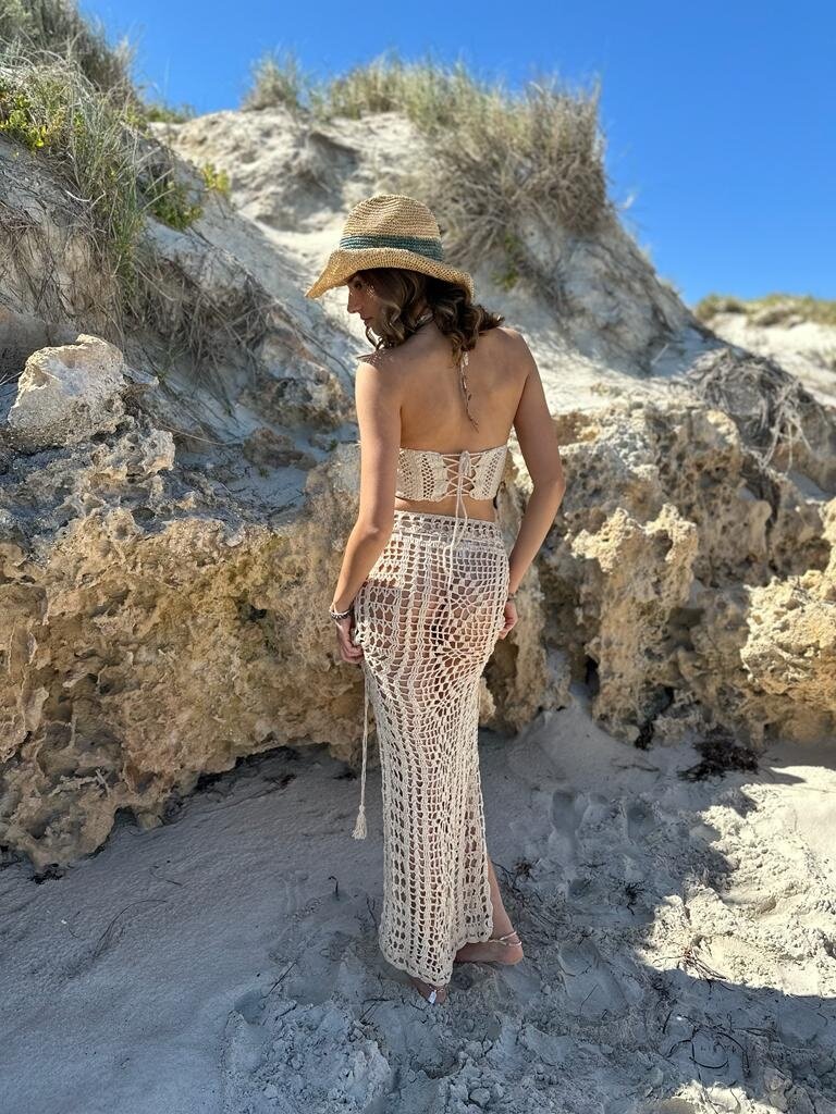 Naked Gypsy COVE CROCHET VINTAGE CREAM SKIRT