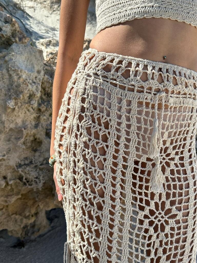 Naked Gypsy COVE CROCHET VINTAGE CREAM SKIRT