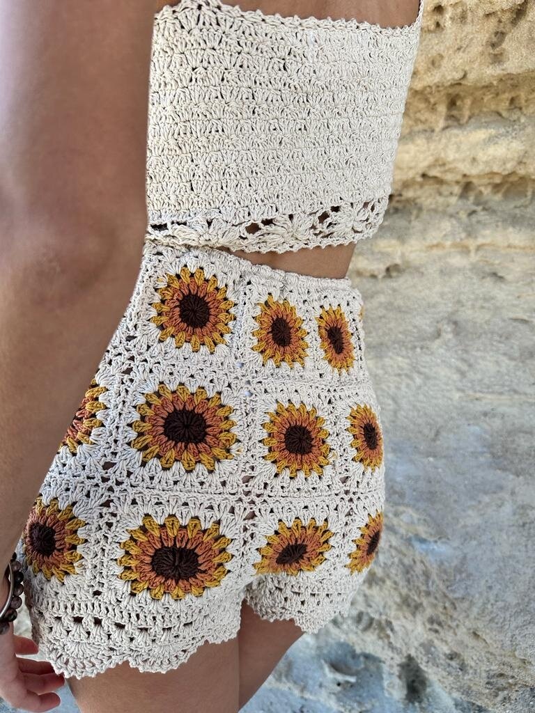 Naked Gypsy BODHI CROCHET SUNFLOWER SHORTS