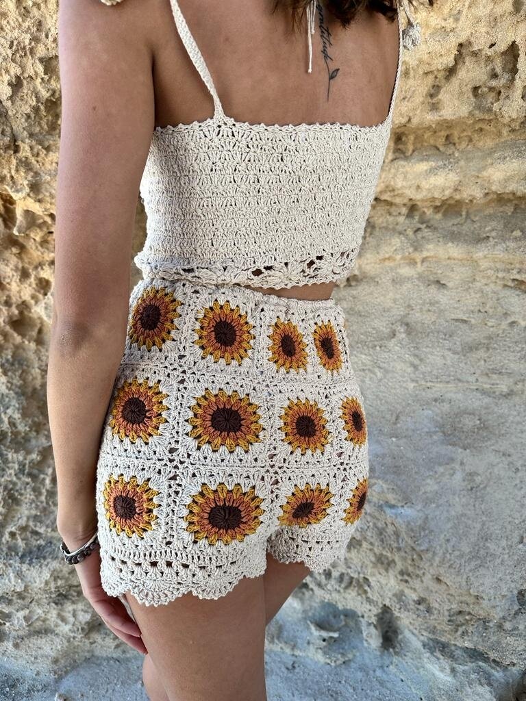 Naked Gypsy BODHI CROCHET SUNFLOWER SHORTS