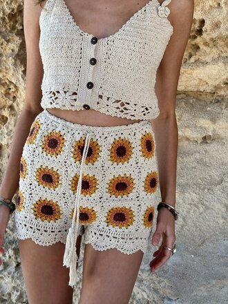 Naked Gypsy BODHI CROCHET SUNFLOWER SHORTS Naked Gypsy BODHI CROCHET SUNFLOWER SHORTS