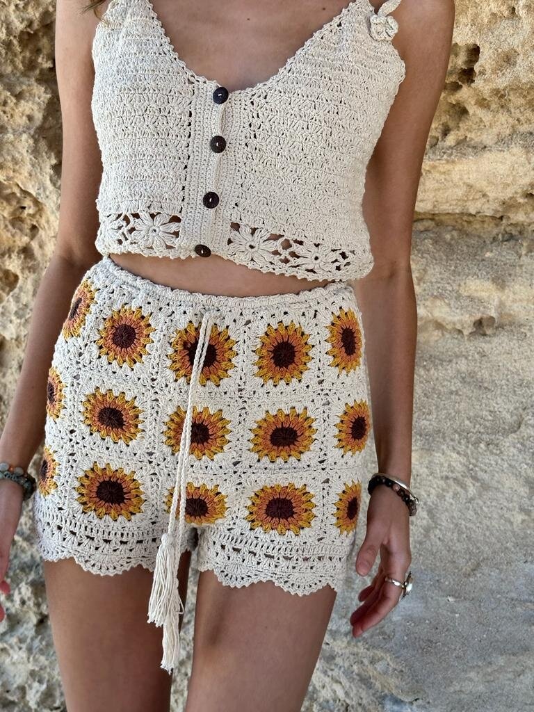 Naked Gypsy BODHI CROCHET SUNFLOWER SHORTS
