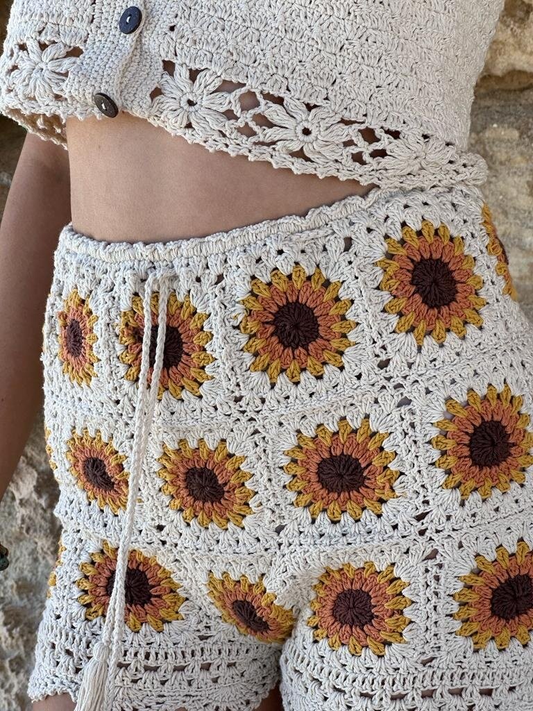 Naked Gypsy BODHI CROCHET SUNFLOWER SHORTS