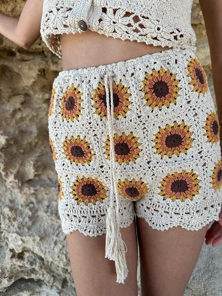Naked Gypsy BODHI CROCHET SUNFLOWER SHORTS
