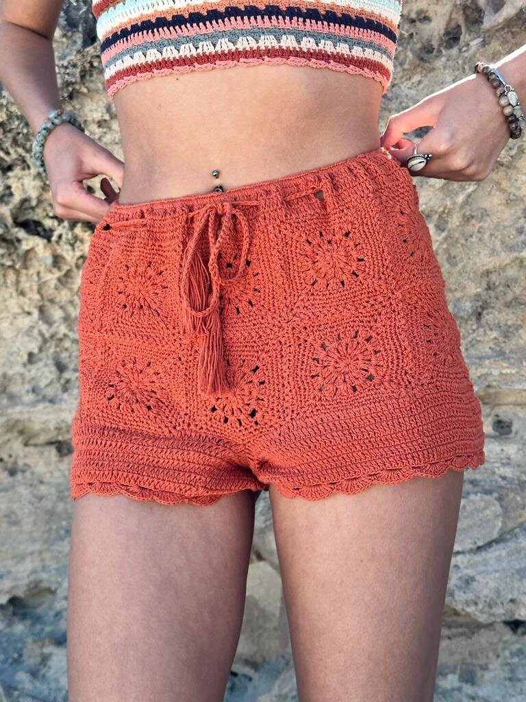 Naked Gypsy BODHI CROCHET SHORTS RUST