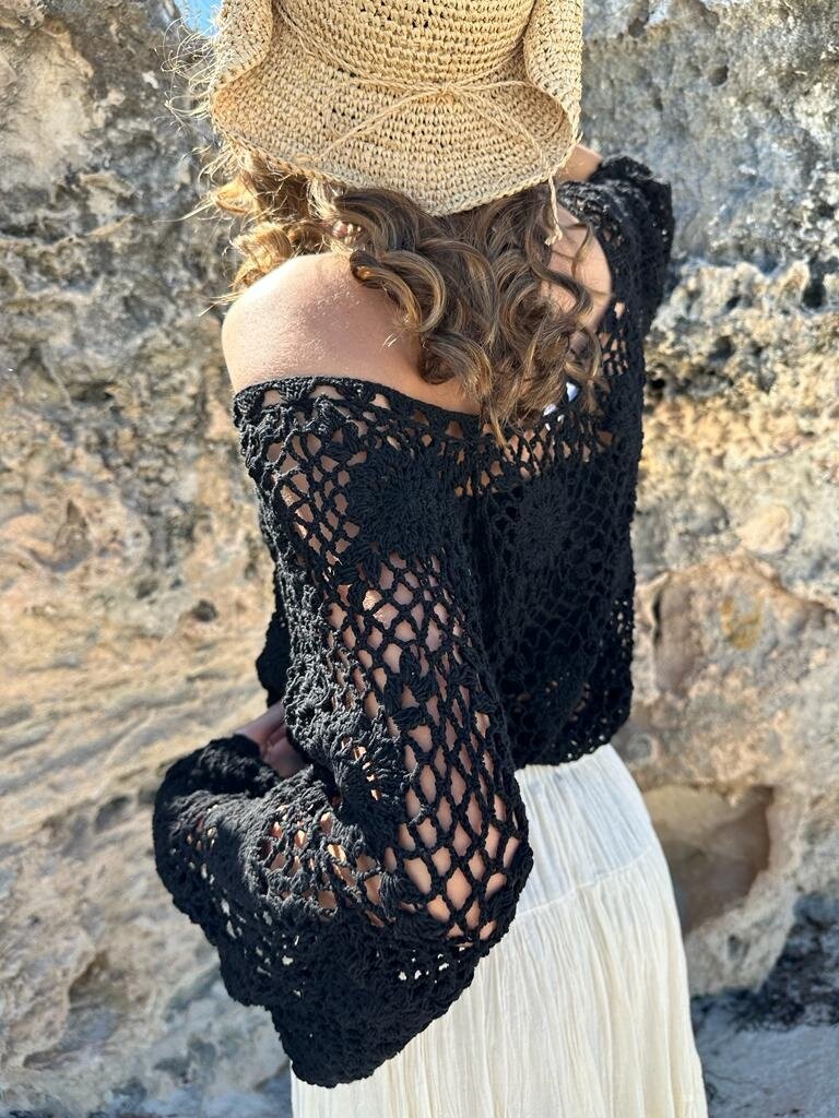 Naked Gypsy KYLO CROCHET TOP BLACK