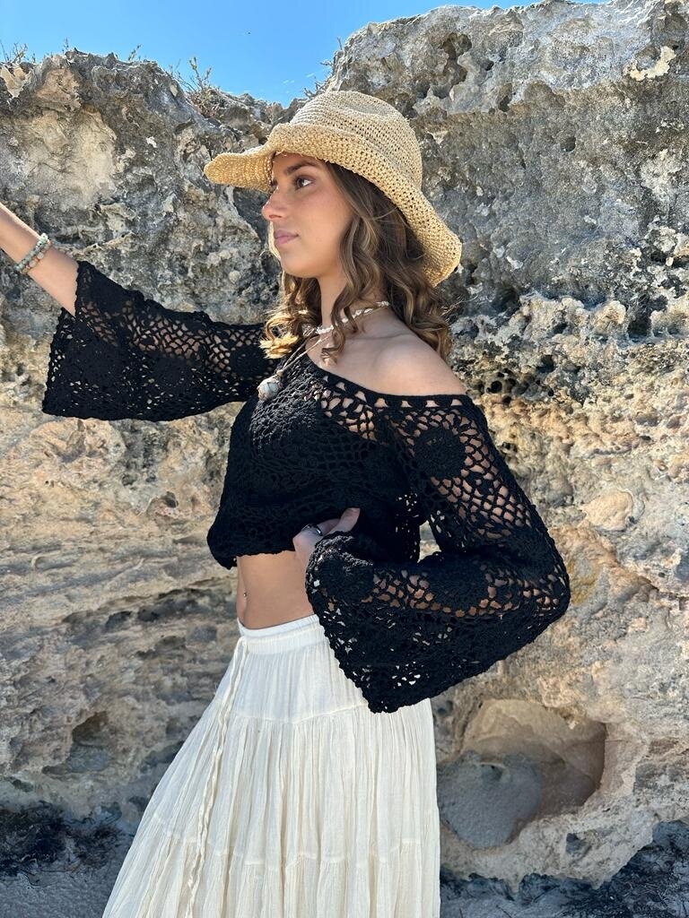 Naked Gypsy KYLO CROCHET TOP BLACK