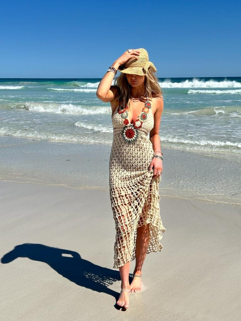 Naked Gypsy HARMONIA CROCHET VINTAGE CREAM DRESS