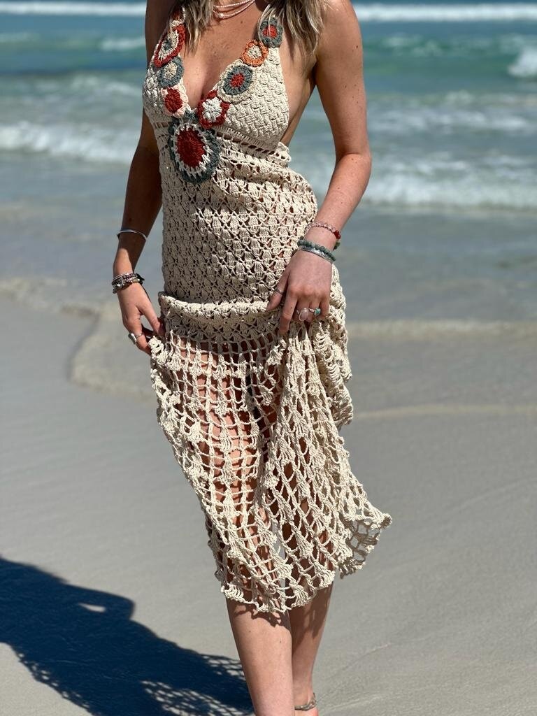 Naked Gypsy HARMONIA CROCHET VINTAGE CREAM DRESS