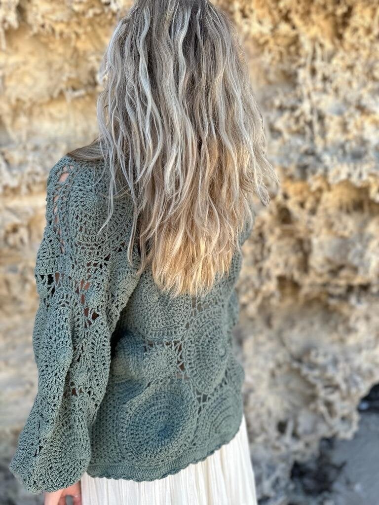 Naked Gypsy KAI CROCHET CARDIGAN SAGE