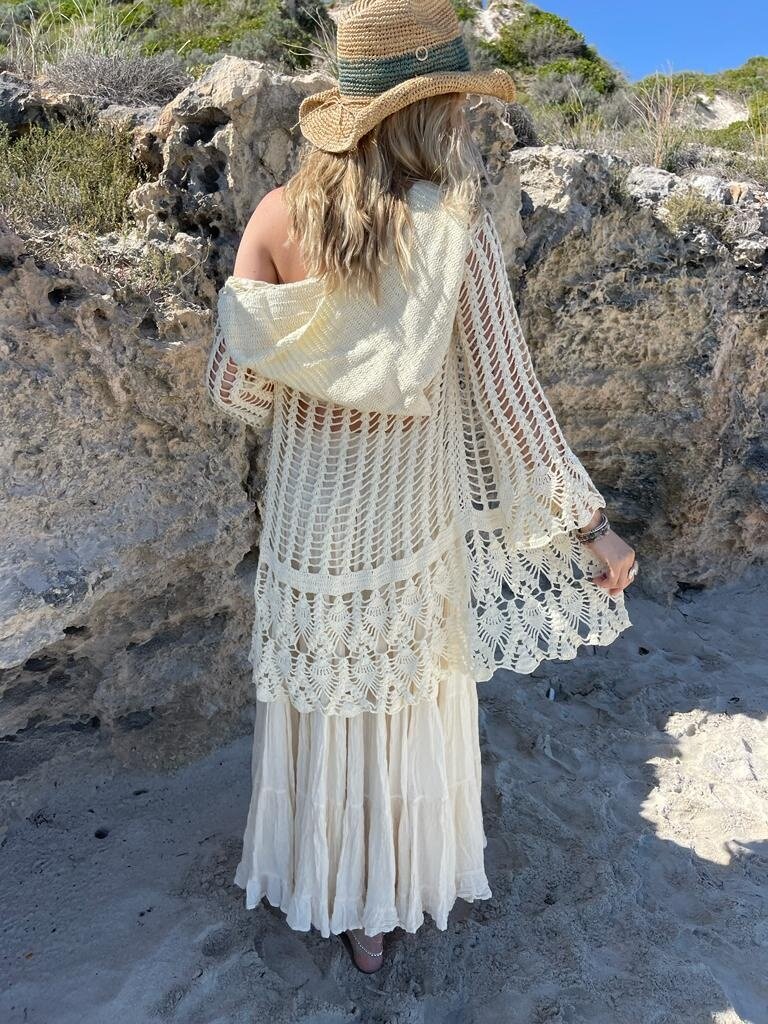 Naked Gypsy AZRA CROCHET CARDIGAN CREAM