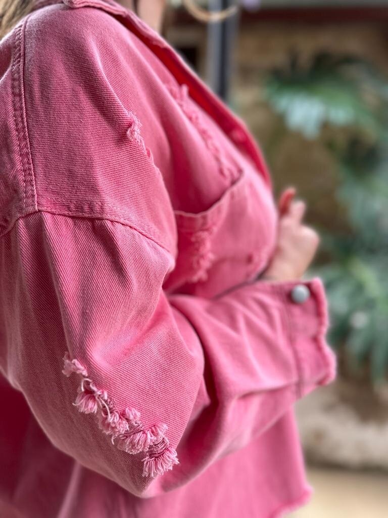 RELAXED FIT DENIM JACKET PINK