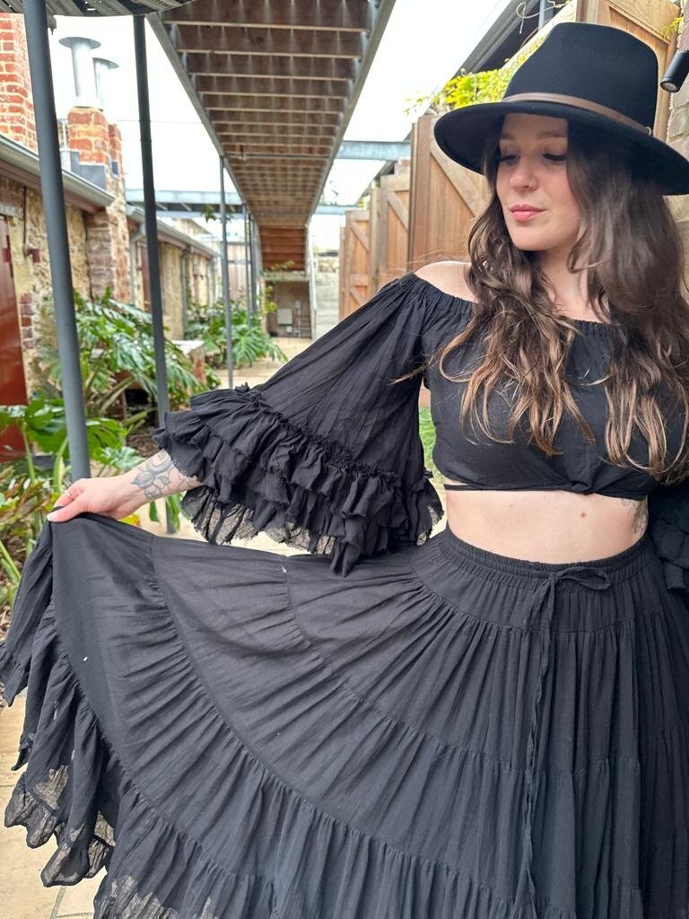 RIO RUFFLE OFF THE SHOULDER BLACK
