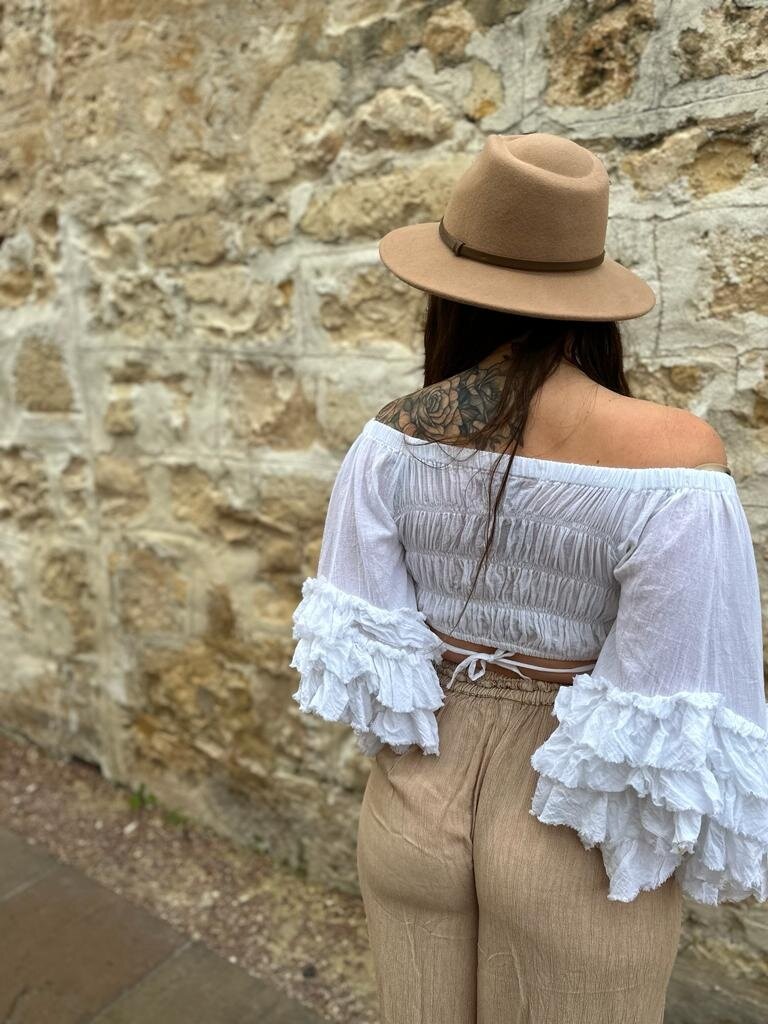 RIO RUFFLE OFF THE SHOULDER WHITE