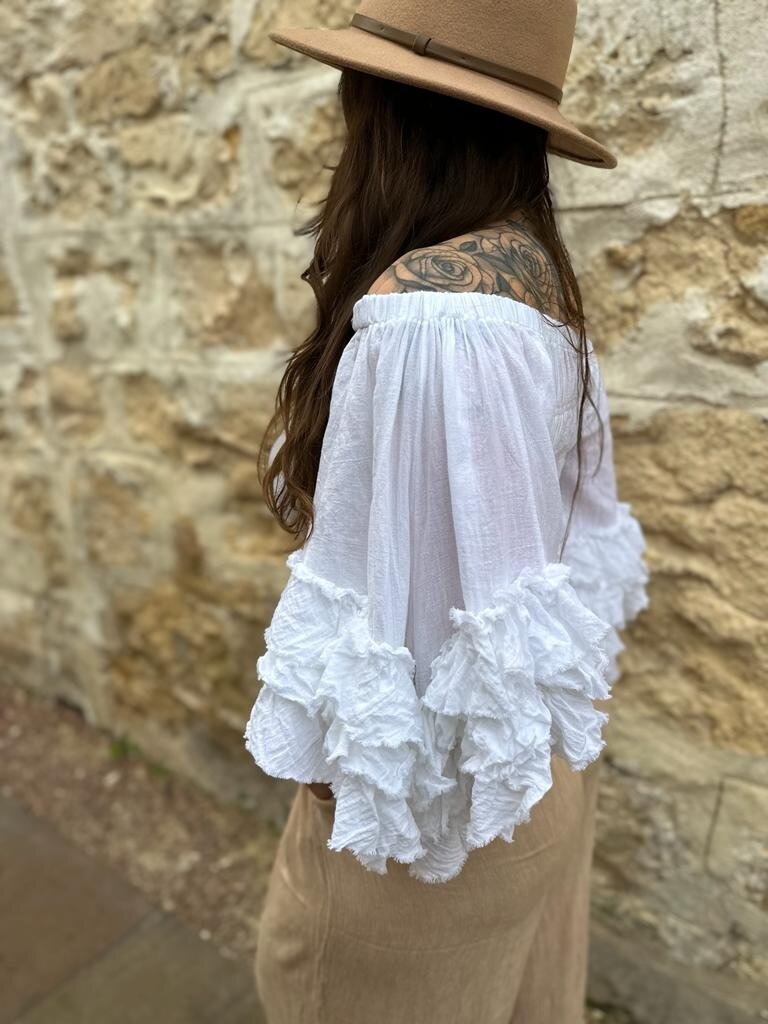 RIO RUFFLE OFF THE SHOULDER WHITE