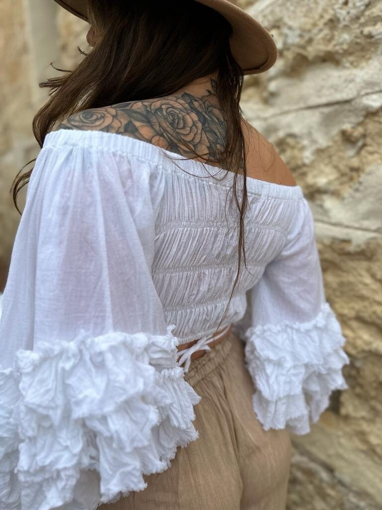 RIO RUFFLE OFF THE SHOULDER WHITE