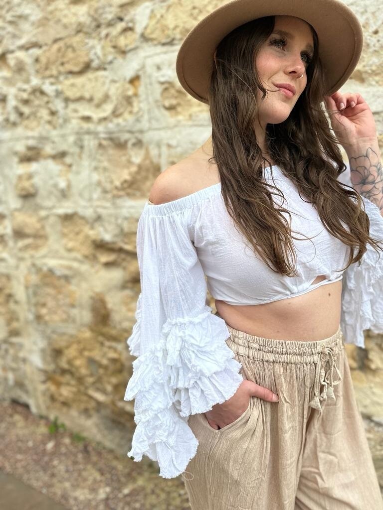 RIO RUFFLE OFF THE SHOULDER WHITE