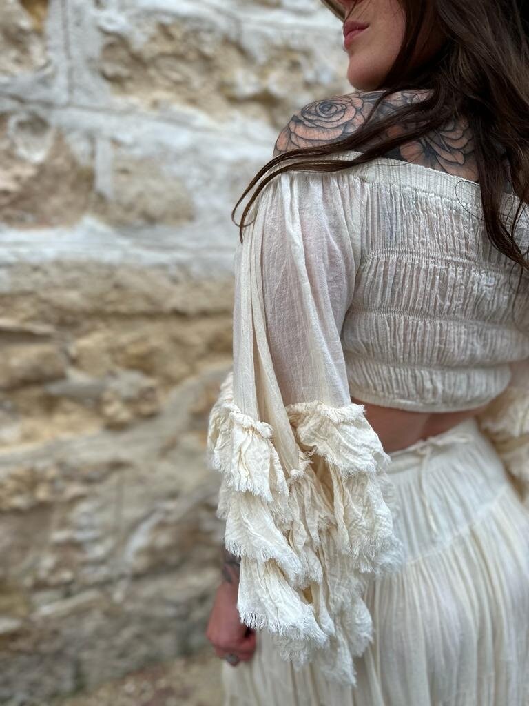 RIO RUFFLE OFF THE SHOULDER VINTAGE CREAM