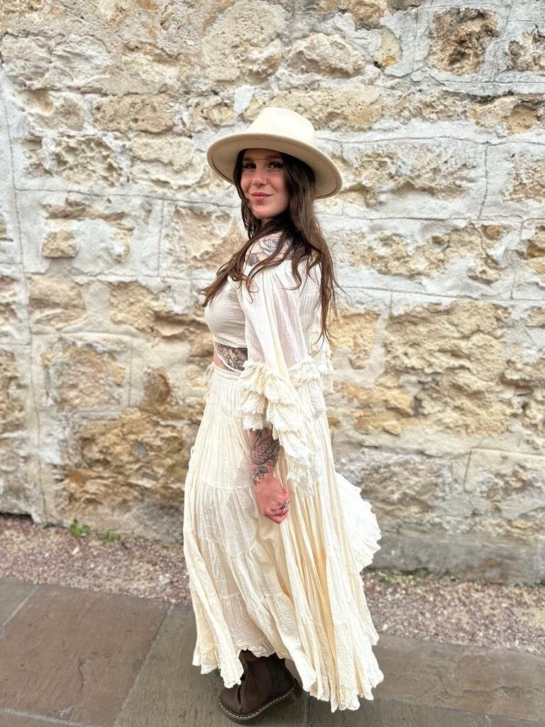 RIO RUFFLE OFF THE SHOULDER VINTAGE CREAM