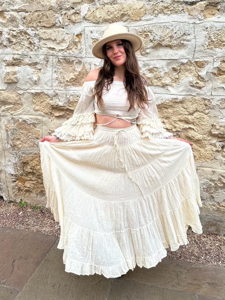 RIO RUFFLE OFF THE SHOULDER VINTAGE CREAM