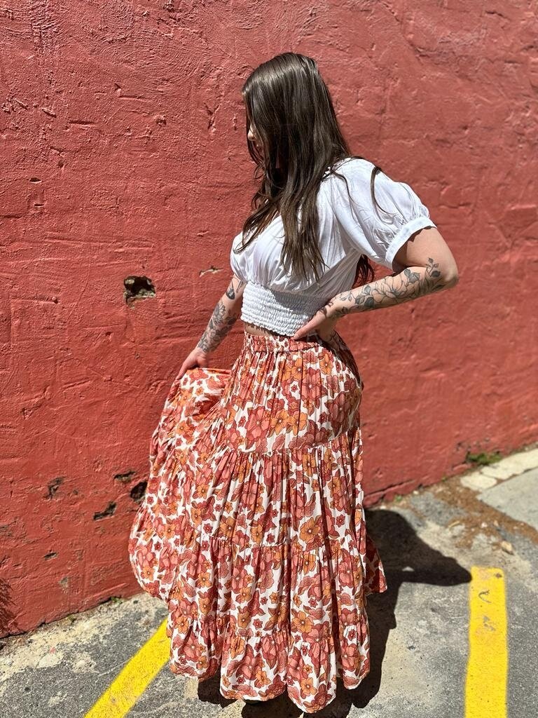 Naked Gypsy LILA AUTUMN FLORAL MAXI SKIRT