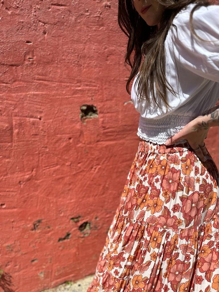 Naked Gypsy LILA AUTUMN FLORAL MAXI SKIRT