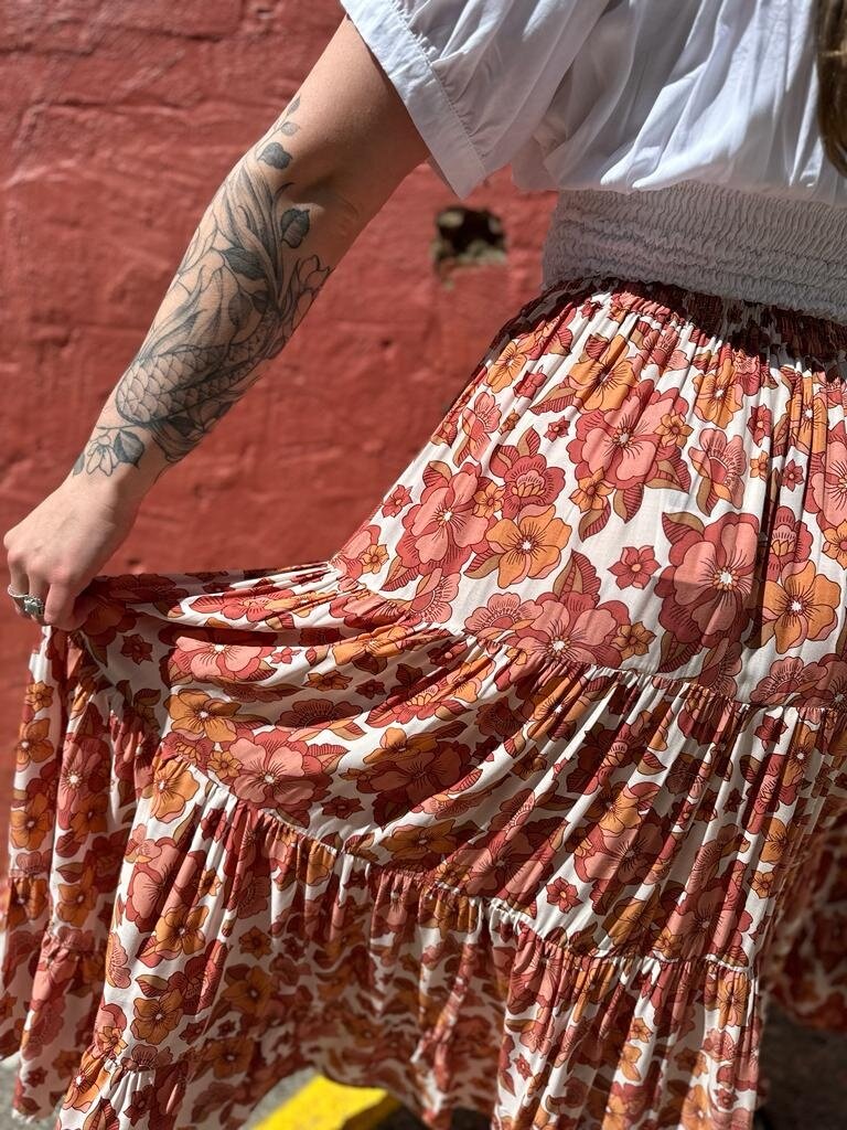 Naked Gypsy LILA AUTUMN FLORAL MAXI SKIRT