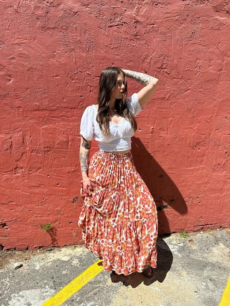 Naked Gypsy LILA AUTUMN FLORAL MAXI SKIRT