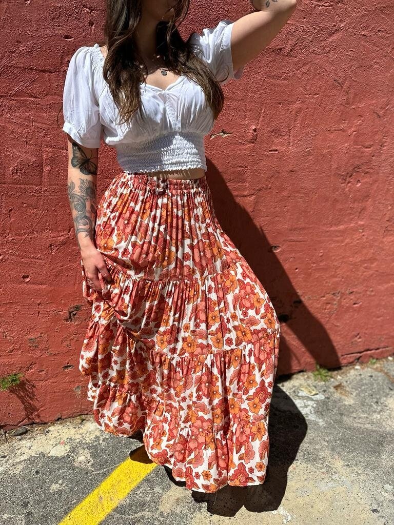Naked Gypsy LILA AUTUMN FLORAL MAXI SKIRT