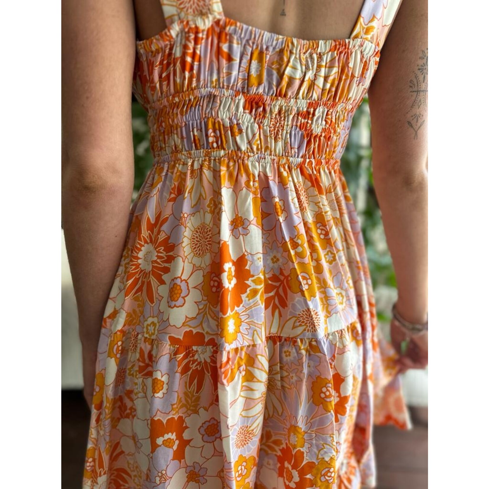 Buy Peach Floral Maxi Dress with Long Sleeves