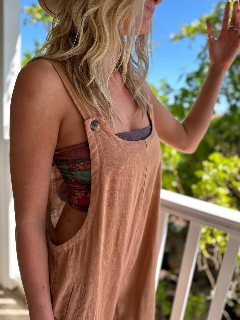 BUTTON UP CLAY JUMPSUIT