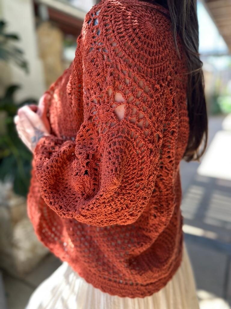 Naked Gypsy KAI CARDIGAN CROCHET RUST