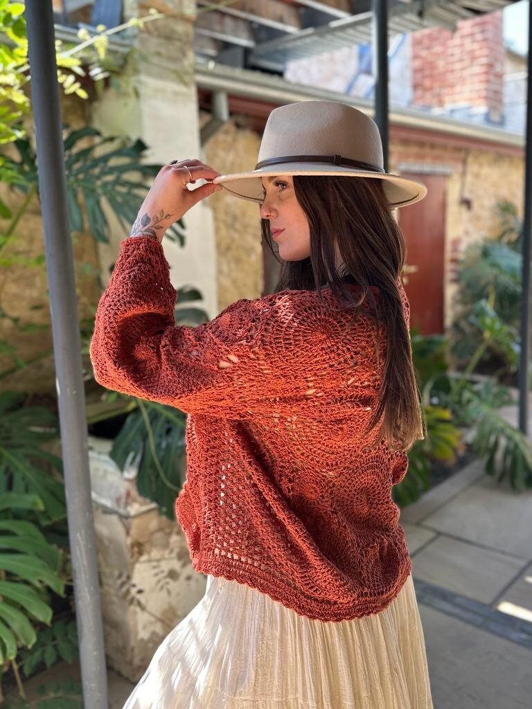 Naked Gypsy KAI CARDIGAN CROCHET RUST